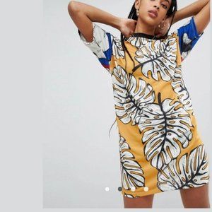 Adidas x Farm Rio T-Shirt Dress L Short Sleeve Pineapple Leaves Tropical